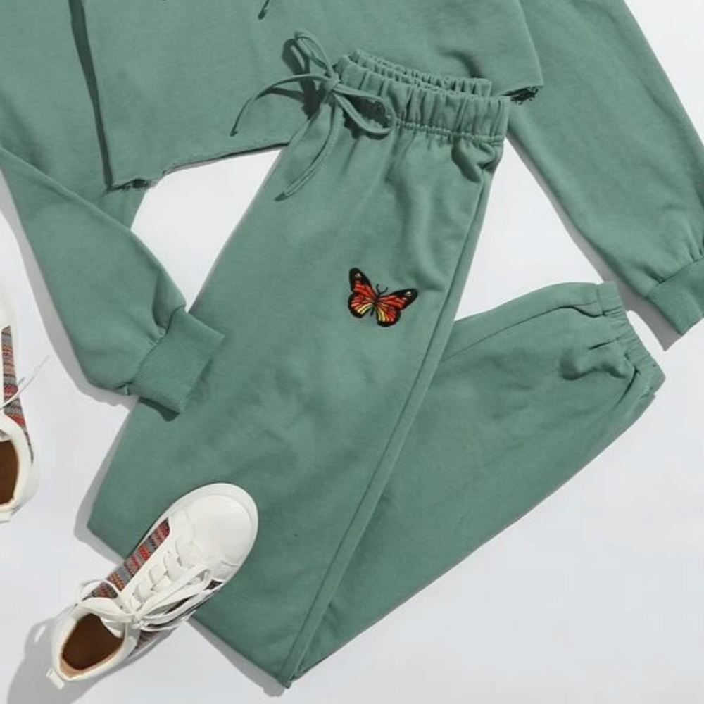 Teal Green Butterfly Sweatpants